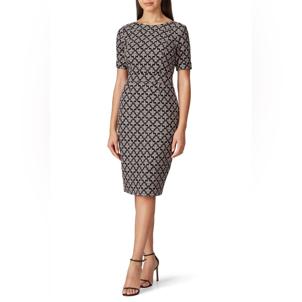 Boden Talia Black and Cream Geometric Midi Dress